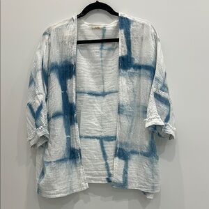 NUDE White and Blue Open Front Cardigan size Small